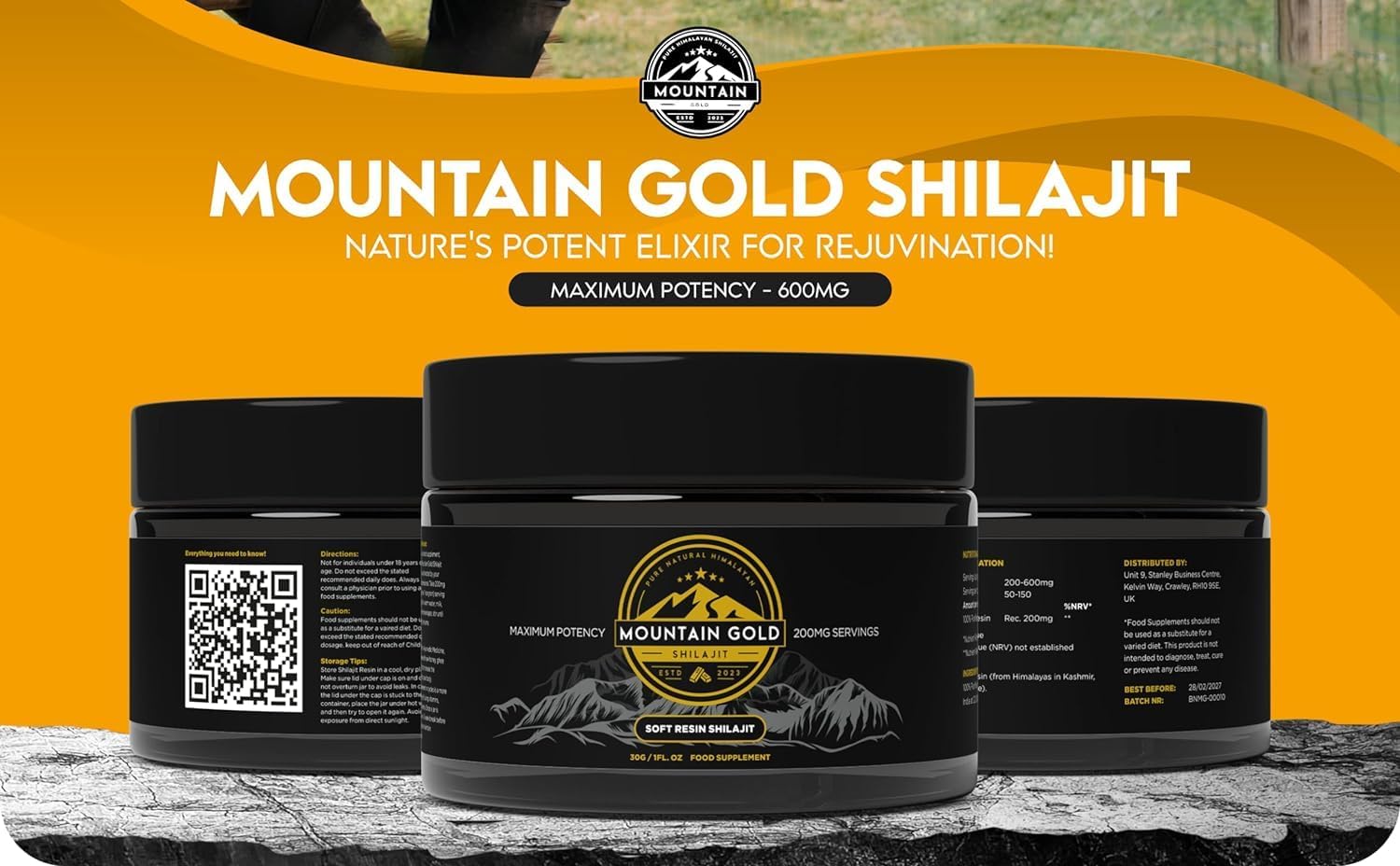 Organic Mountain Gold Shilajit Resin - Pure Himalayan Shilajit Rich in Humic & Fulvic Acid - Immune System Booster - Vegan Friendly - 1oz