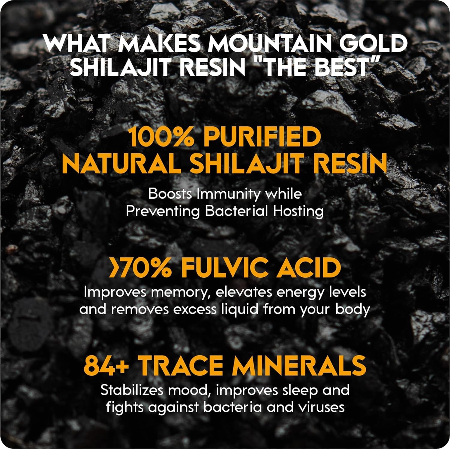 Organic Mountain Gold Shilajit Resin - Pure Himalayan Shilajit Rich in Humic & Fulvic Acid - Immune System Booster - Vegan Friendly - 1oz