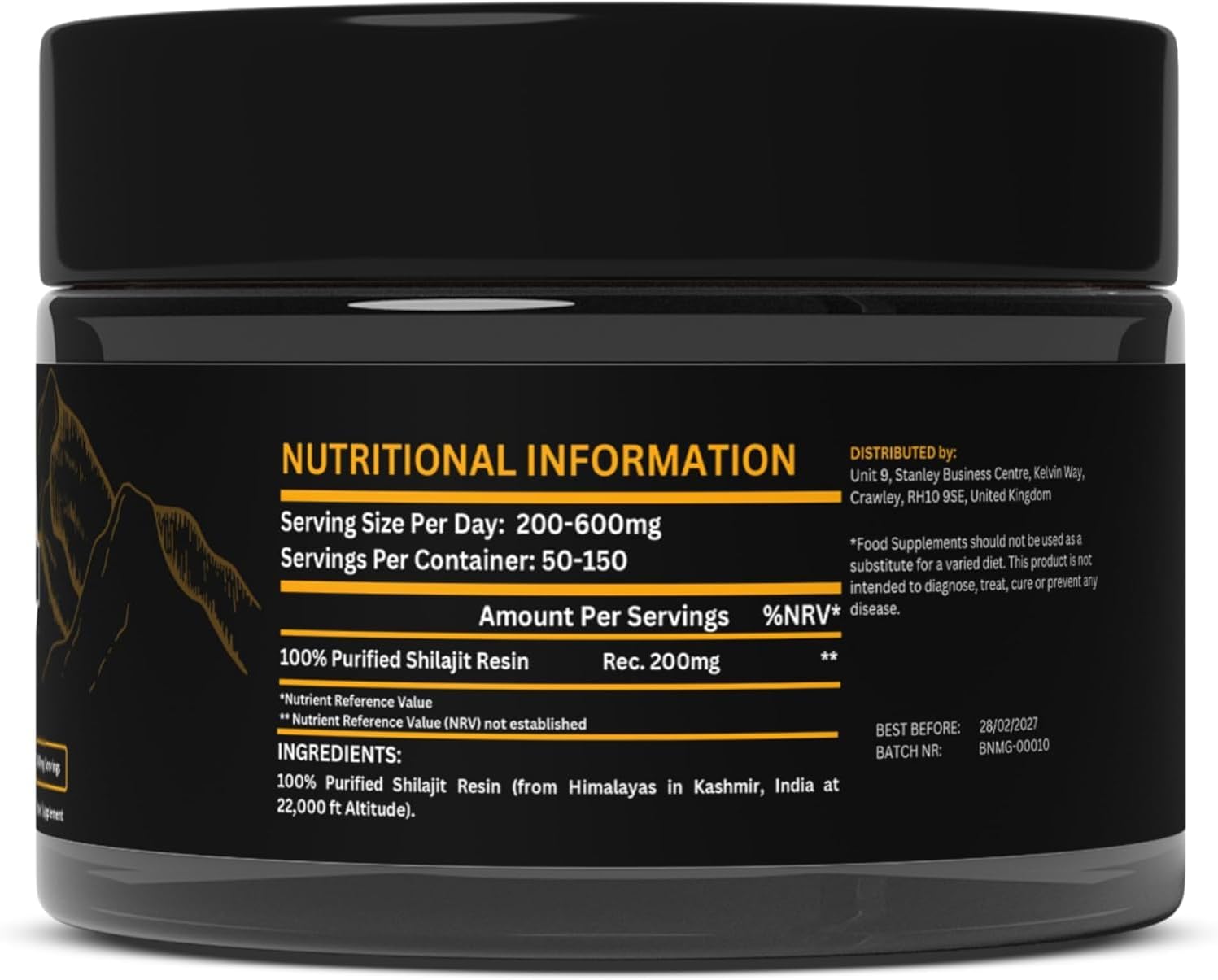 Organic Mountain Gold Shilajit Resin - Pure Himalayan Shilajit Rich in Humic & Fulvic Acid - Immune System Booster - Vegan Friendly - 1oz