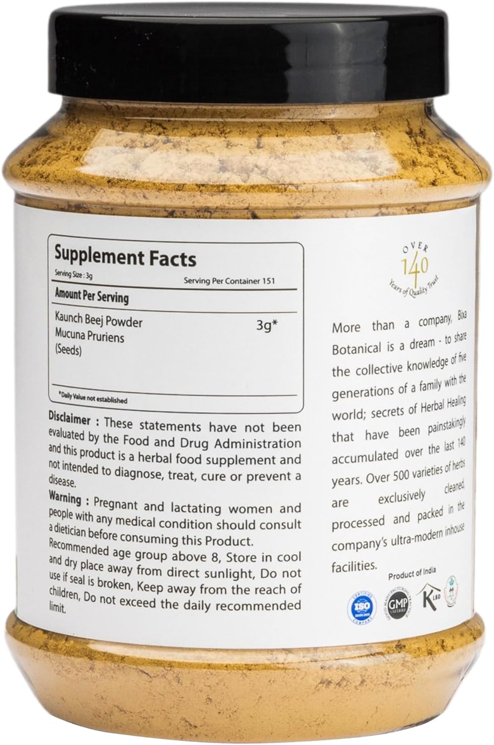 Organic Mucuna Pruriens Powder - Ayurvedic Herbal Supplement - Energy Booster - 16 OZ Gluten-Free Vegan Powder