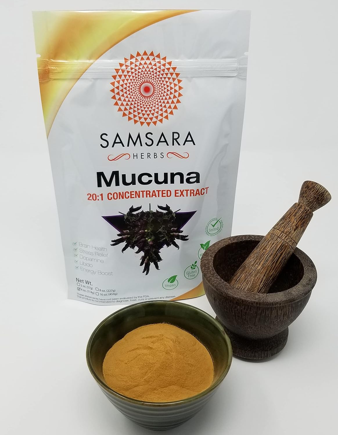Organic Mucuna Pruriens Powder Extract - 16oz/454g by Samsara Herbs