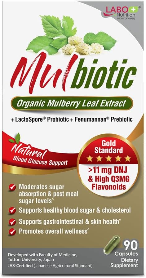 Organic Mulberry Leaf Extract Capsules with Probiotic & Prebiotic for Healthy Carb Cravings Support