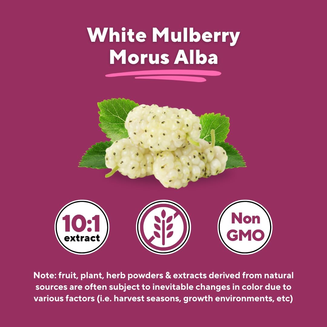 Organic Mulberry Leaf & Fruit Extract Capsules - Supports Gut & Heart Health, Antioxidant - 10:1 Ratio, 60 Veggie Caps - Non-GMO, Gluten-Free, Vegan