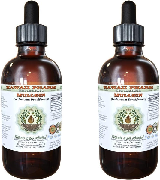 Organic Mullein Alcohol-Free Liquid Extract, Dried Flower Glycerite Herbal Supplement 8 oz - Hawaii Pharm USA