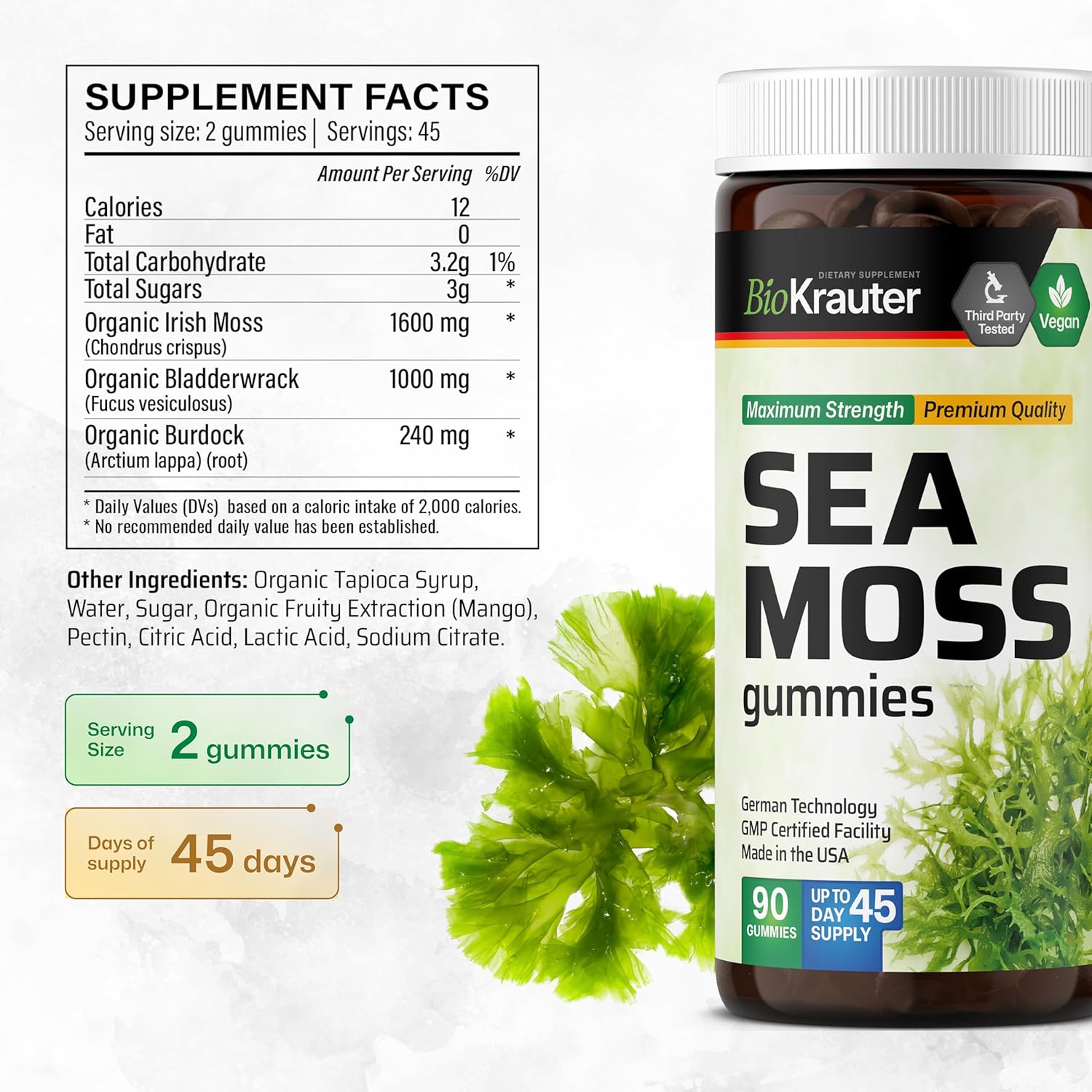 Organic Mullein and Sea Moss Gummy Supplements Bundle - 60 Mullein Gummies + 90 Sea Moss Gummies