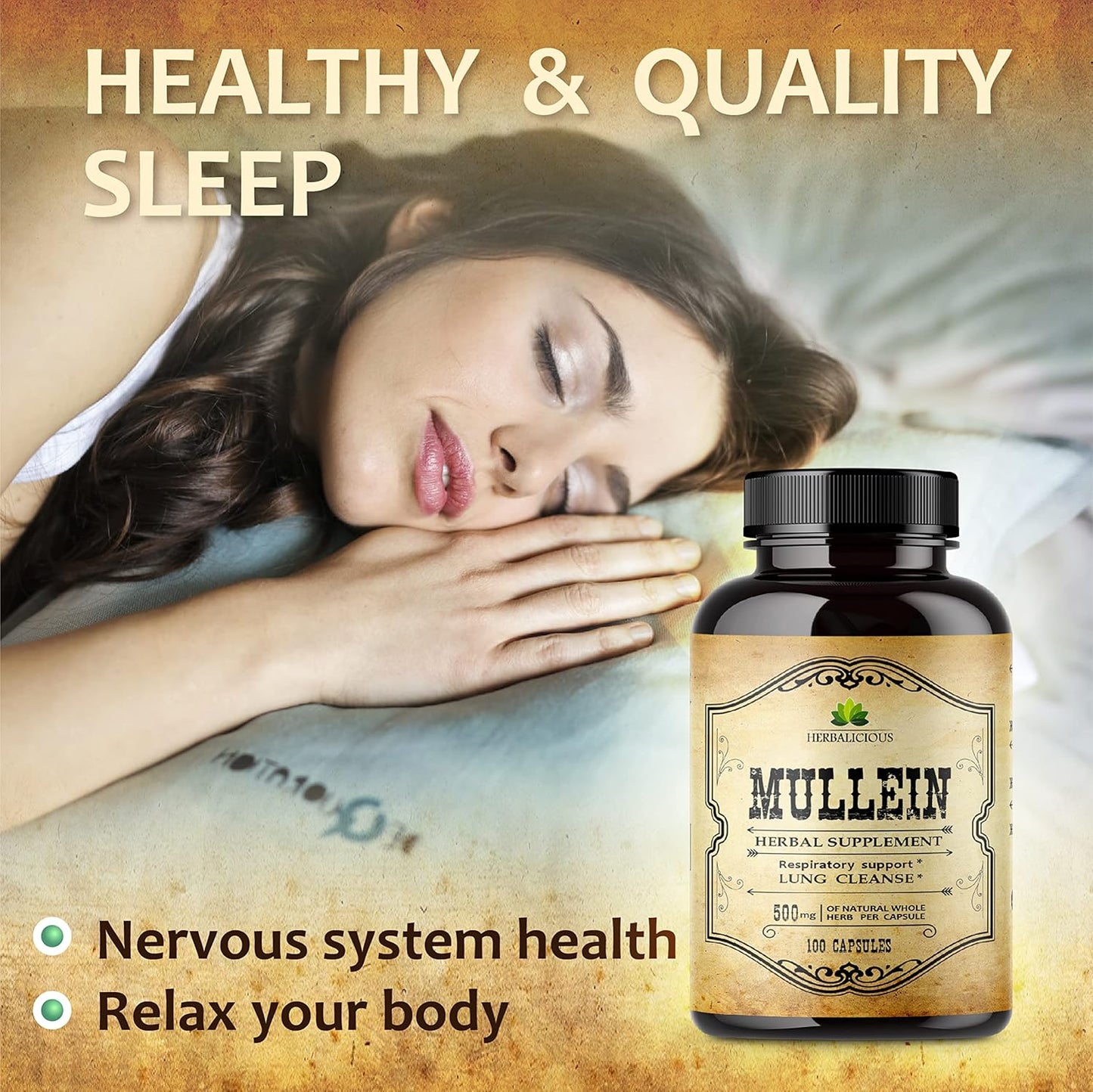Organic Mullein Leaf Capsules - Lung & Digestive Wellness Supplement - Respiratory Support Pills - Vegan Non-GMO Herbal Extract - 100 Capsules