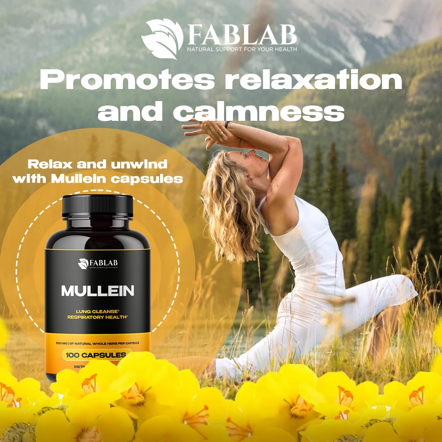 Organic Mullein Leaf Capsules for Healthy Respiratory Function & Immune Support - Lung Cleanse Herbal Supplement (100 Caps)
