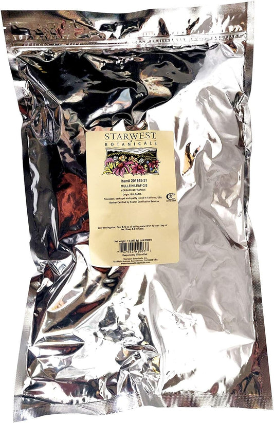 Organic Mullein Leaf Cut and Sifted - 1 lb - Wildcrafted by Starwest Botanicals