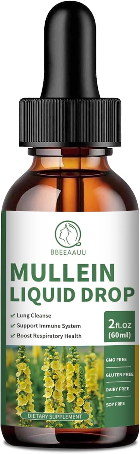 Organic Mullein Leaf Drops with Quercetin & Elderberry for Lung & Immune Support - 1000MG Extract - Non-GMO, Vegan - 2 Fl Oz