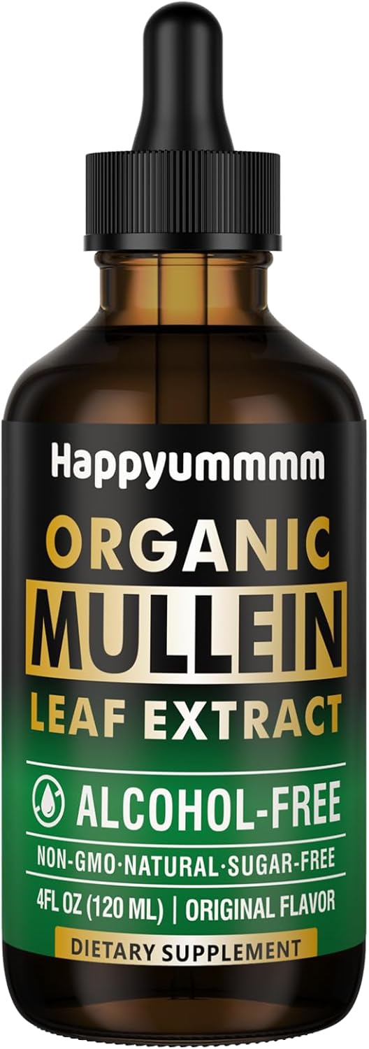 Organic Mullein Leaf Extract Drops for Lung Cleanse - Vegan Tincture with Chlorophyll - Immune and Respiratory Support - 4 fl oz