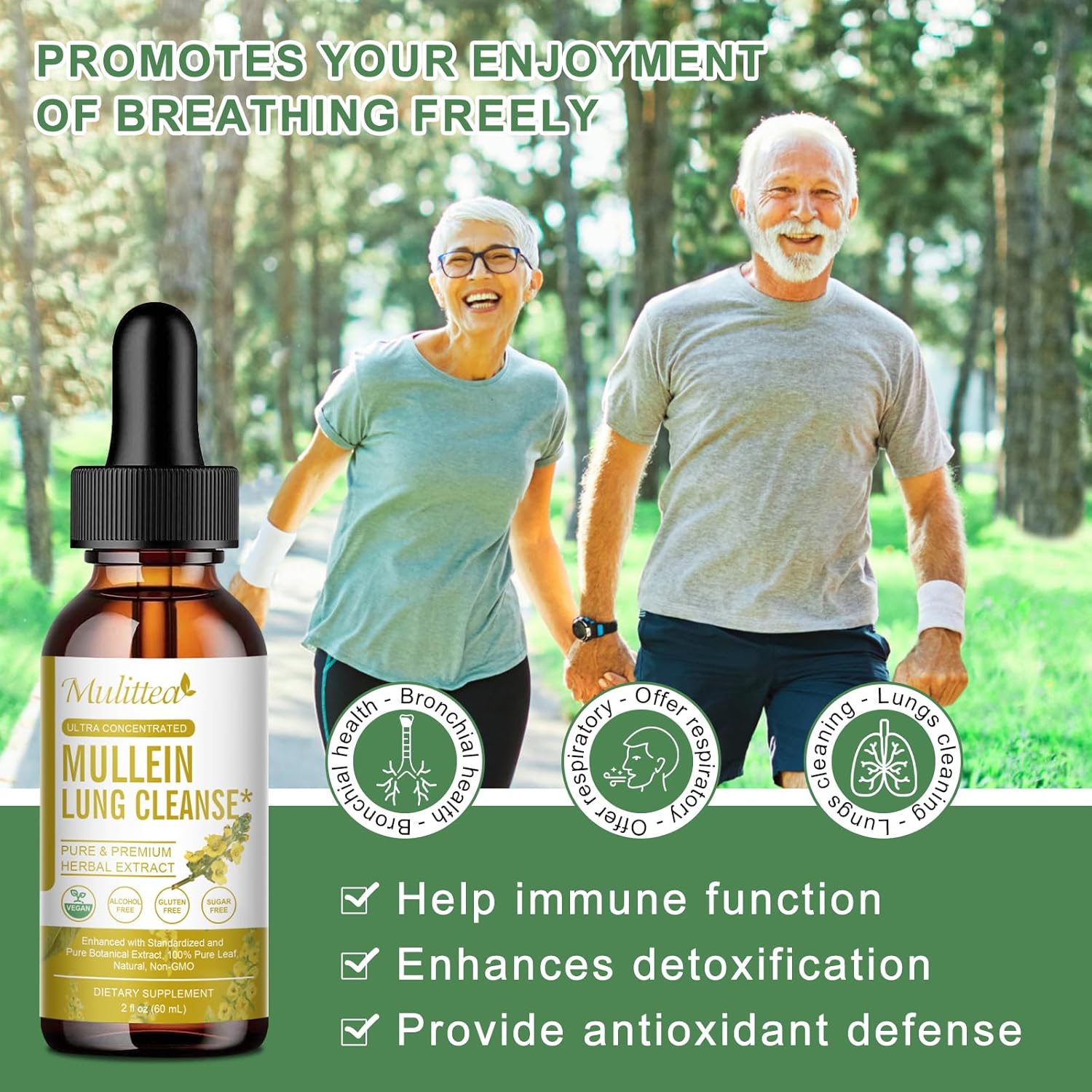 Organic Mullein Leaf Liquid Drops for Lung Health - Herbal Extract Supplement - Non-GMO, Vegan Formula - 4oz Bottle