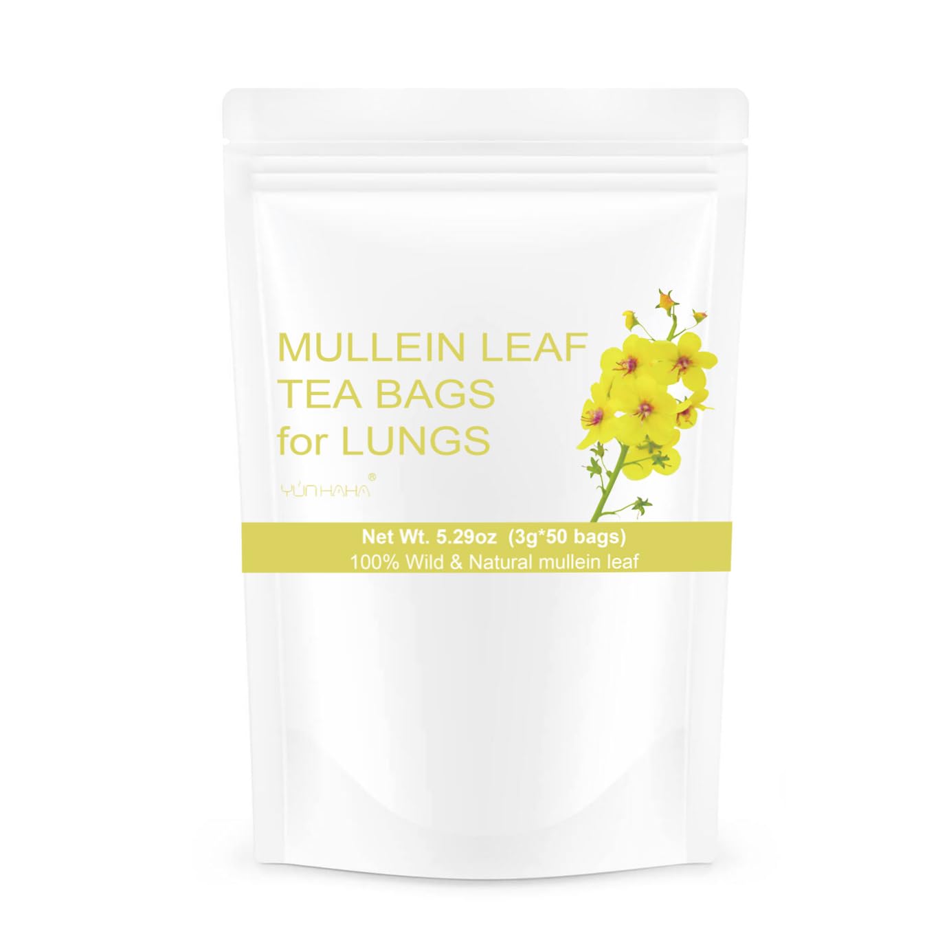 Organic Mullein Leaf Tea Bags for Lung Cleanse and Detox - Natural Herbal Blend for Easy Breathing and Immune Support