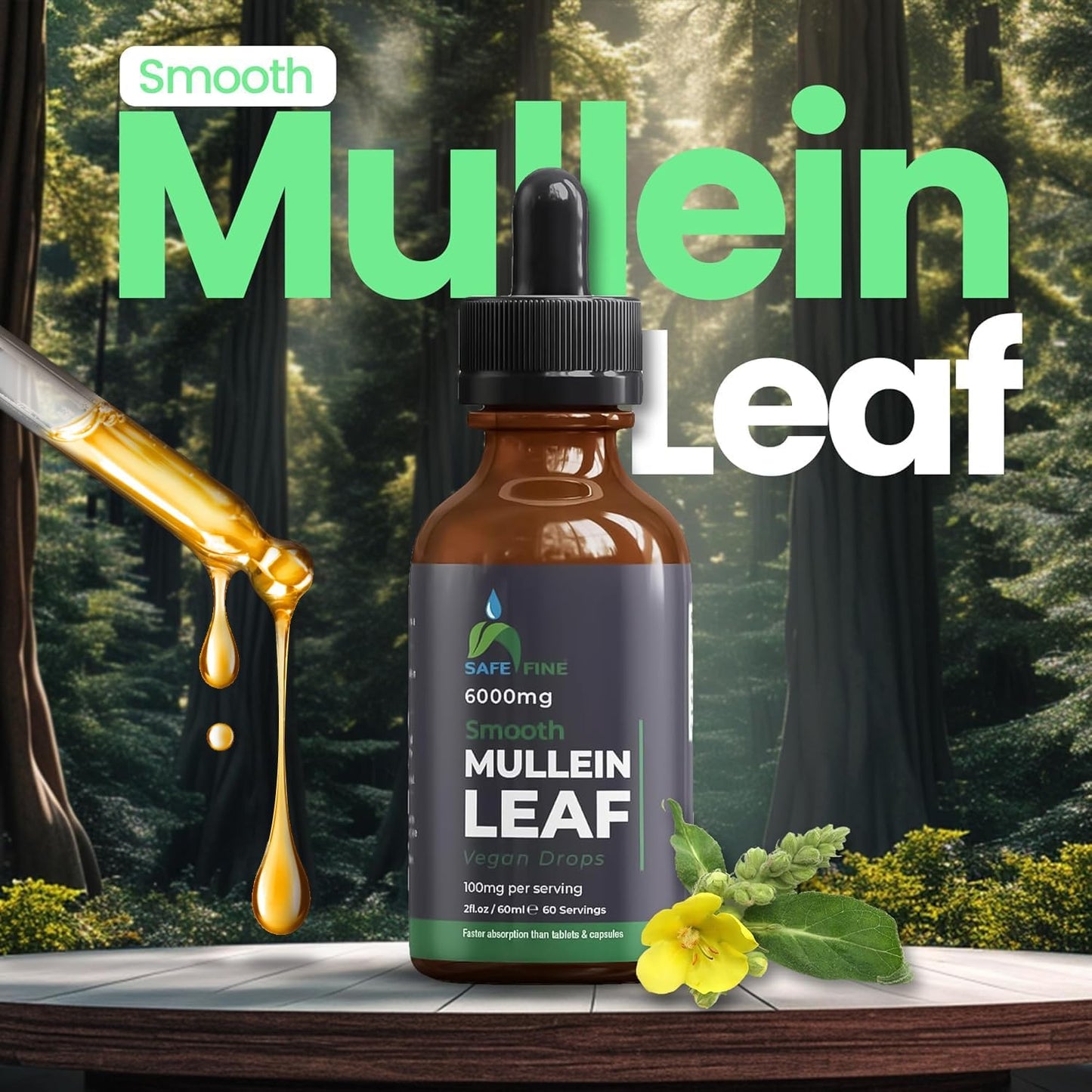 Organic Mullein Tincture Drops - Respiratory Health, Lung Support, Alcohol-Free, Vegan, Non-GMO - 2 fl oz - Sleep Aid & Immune Boost