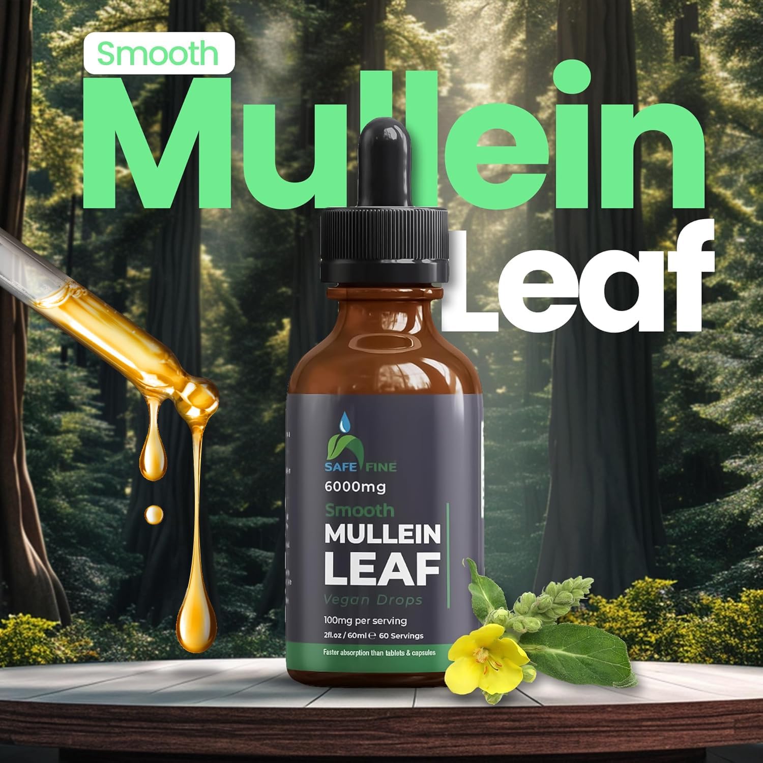 Organic Mullein Tincture Drops - Respiratory Health, Lung Support, Alcohol-Free, Vegan, Non-GMO - 2 fl oz - Sleep Aid & Immune Boost