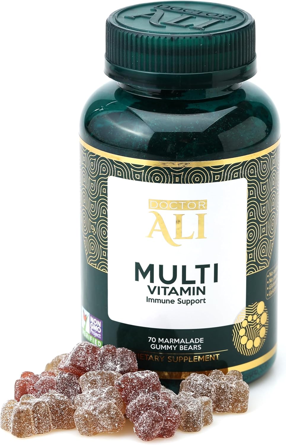 Organic Multivitamin Gummies with Vitamin A, C & Essential Nutrients - Immune, Digestion, Brain & Vision Support - 70 Count