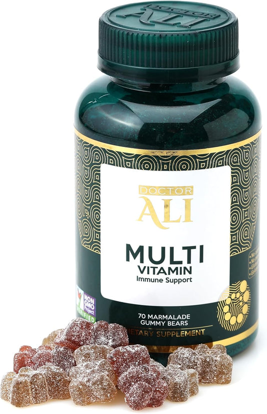 Organic Multivitamin Gummies with Vitamin A, C & Essential Nutrients - Immune, Digestion, Brain & Vision Support - 70 Count