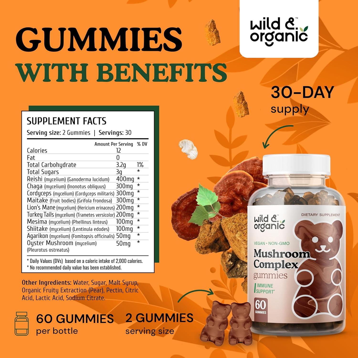 Organic Mushroom and Ashwagandha Gummies - Wildcrafted and Natural Formula - BoostGo Australia