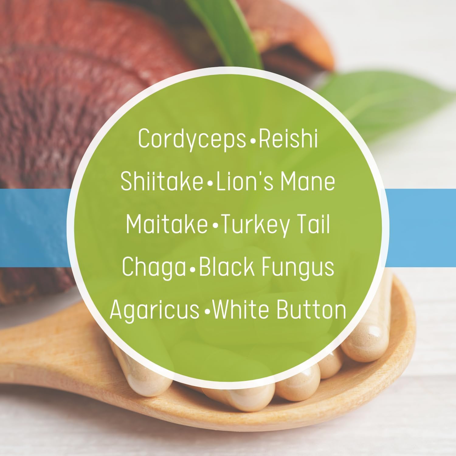 Organic Mushroom Blend Complex Capsules - 10 Varieties - Vegan Friendly - 60 Count - 30 Day Supply