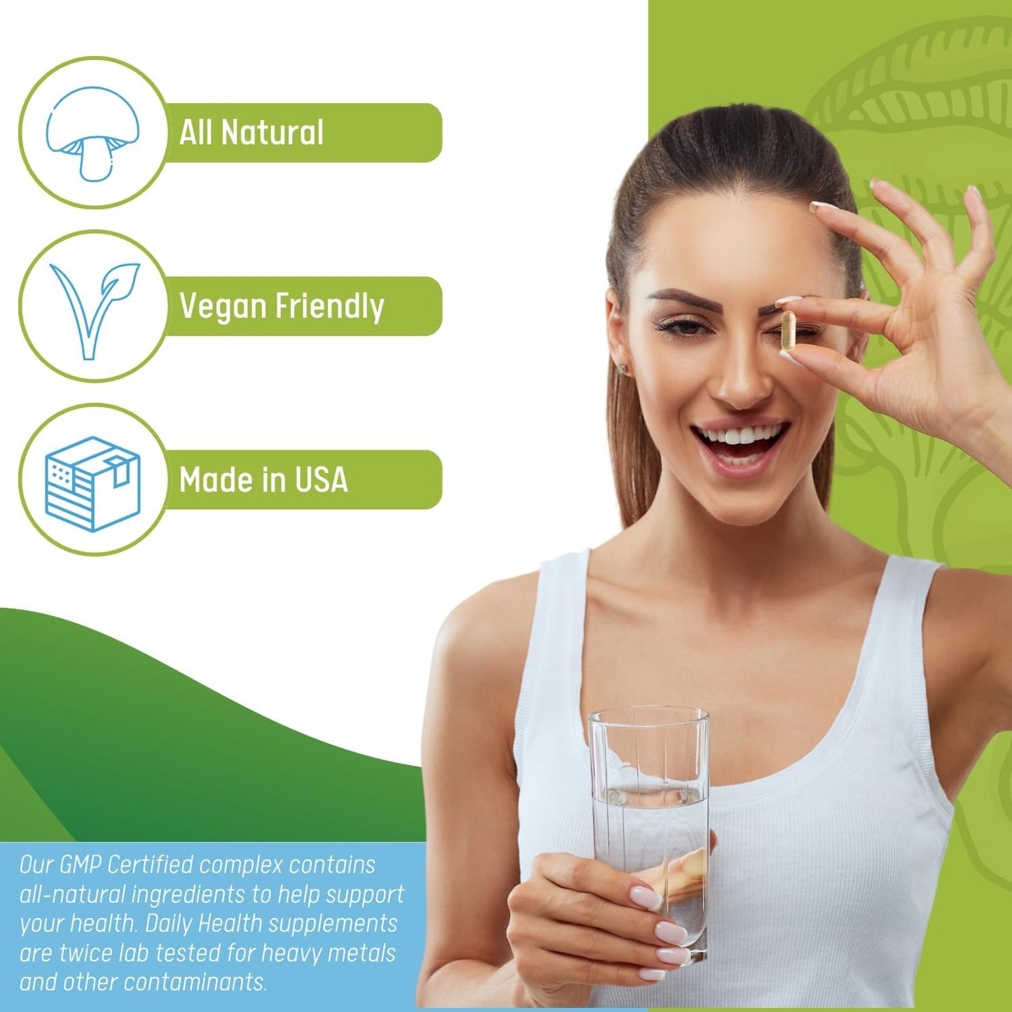 Organic Mushroom Blend Complex Capsules - 10 Varieties - Vegan Friendly - 60 Count - 30 Day Supply