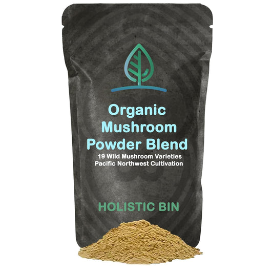 Organic Mushroom Blend Powder with 19 Wild Harvested Varieties | Adaptogenic Mushrooms Supplement | Made in USA