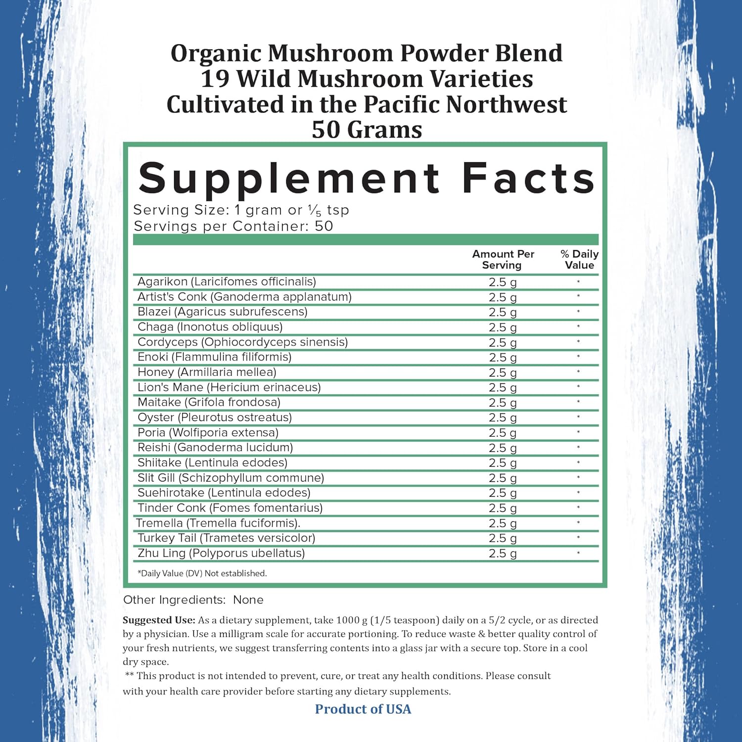 Organic Mushroom Blend Powder with 19 Wild Harvested Varieties | Adaptogenic Mushrooms Supplement | Made in USA