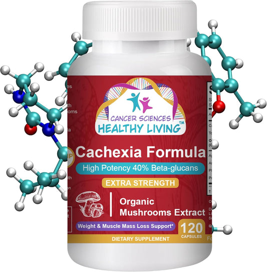 Organic Mushroom Cachexia Supplement for Immune & Metabolic Support - 1,500mg Capsules with 40% Beta-Glucans - USDA Certified - Boost Weight & Muscle Mass
