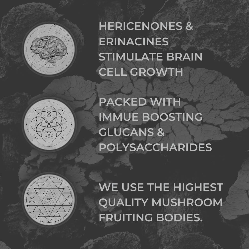 Organic Mushroom Capsules - Lion's Mane, Cordyceps, Reishi Blend, 30 Day Supply