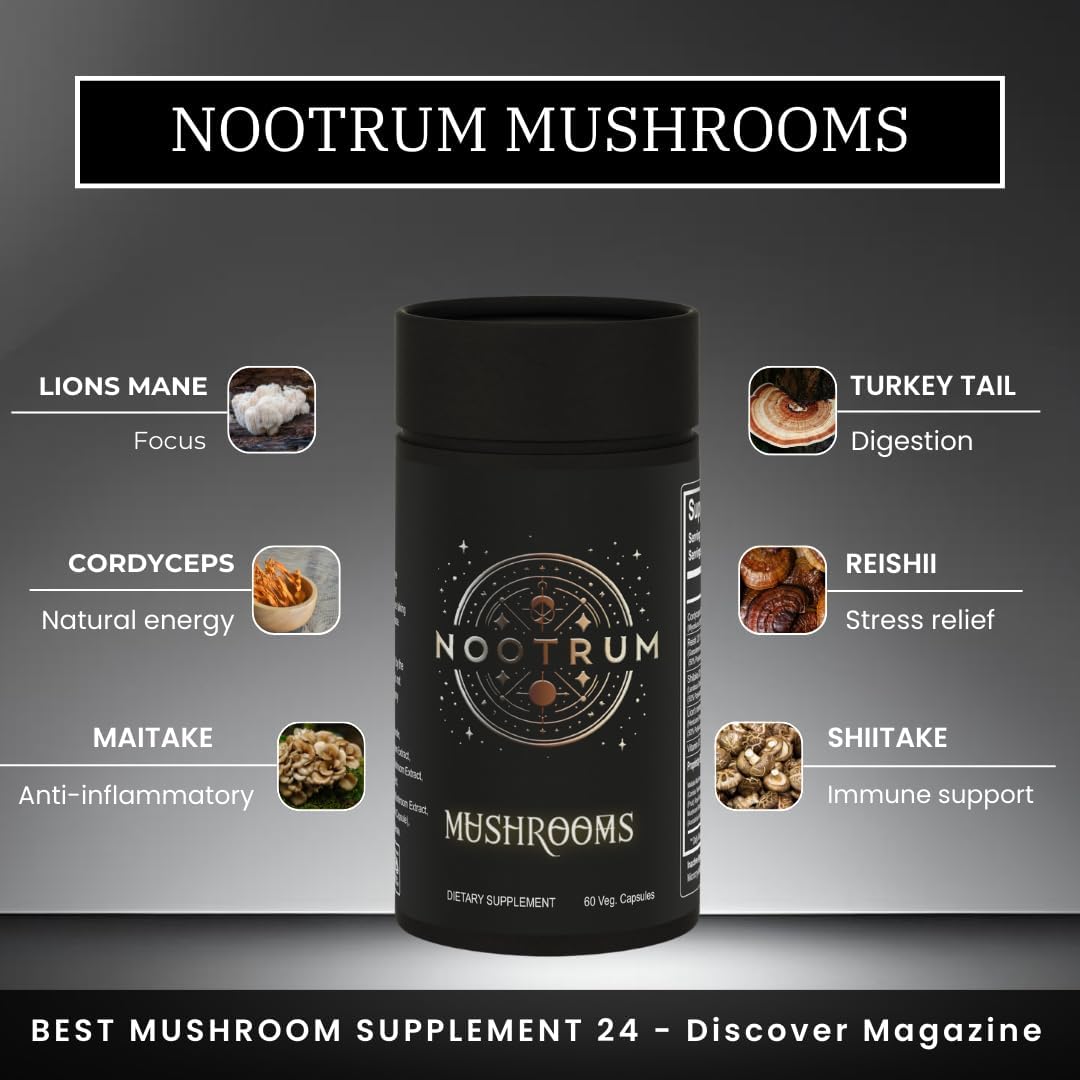 Organic Mushroom Capsules - Lion's Mane, Cordyceps, Reishi Blend, 30 Day Supply