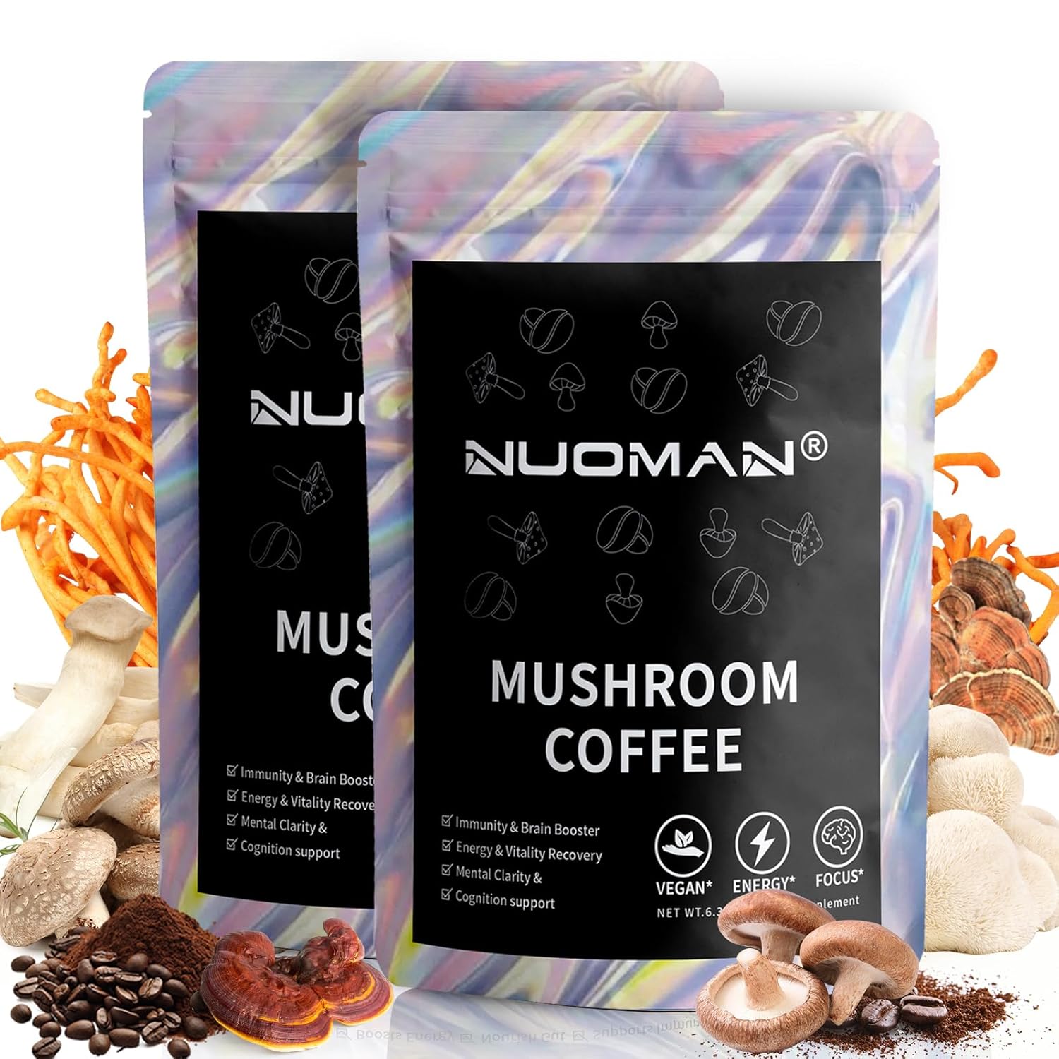 Organic Mushroom Coffee Instant Mix - 60 Servings (2 Pack)