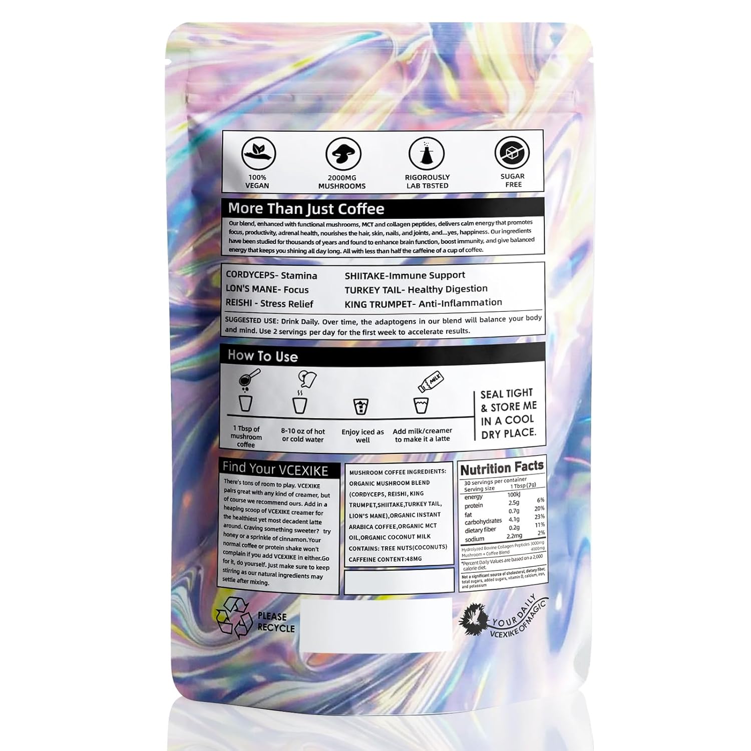 Organic Mushroom Coffee Instant Mix - 60 Servings (2 Pack)