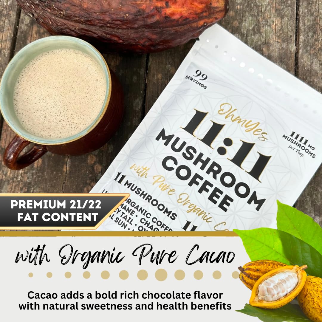 Organic Mushroom Coffee with Cacao Powder - 11 Nootropic Mushrooms, Instant Powder | 99 Servings - BoostGo Australia