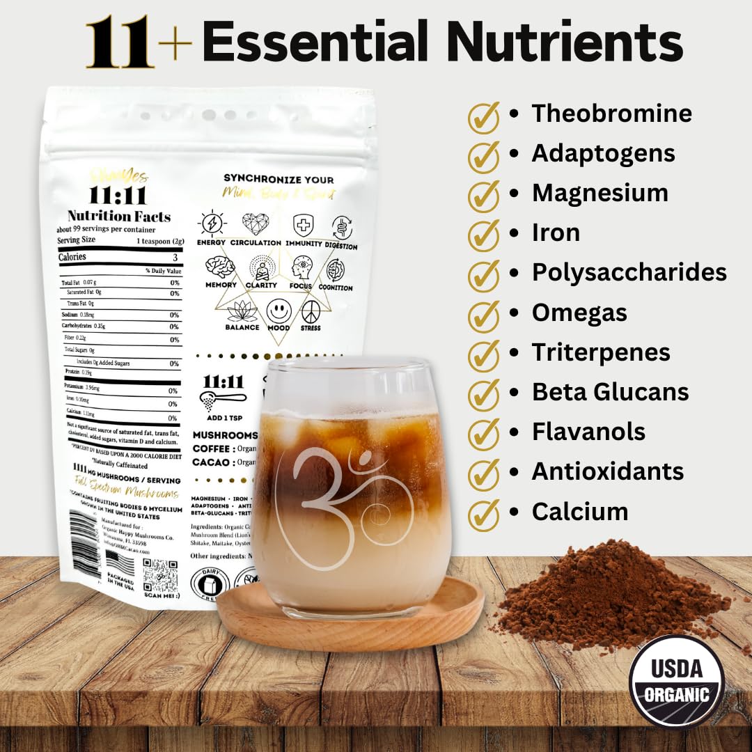 Organic Mushroom Coffee with Cacao Powder - 11 Nootropic Mushrooms, Instant Powder | 99 Servings - BoostGo Australia