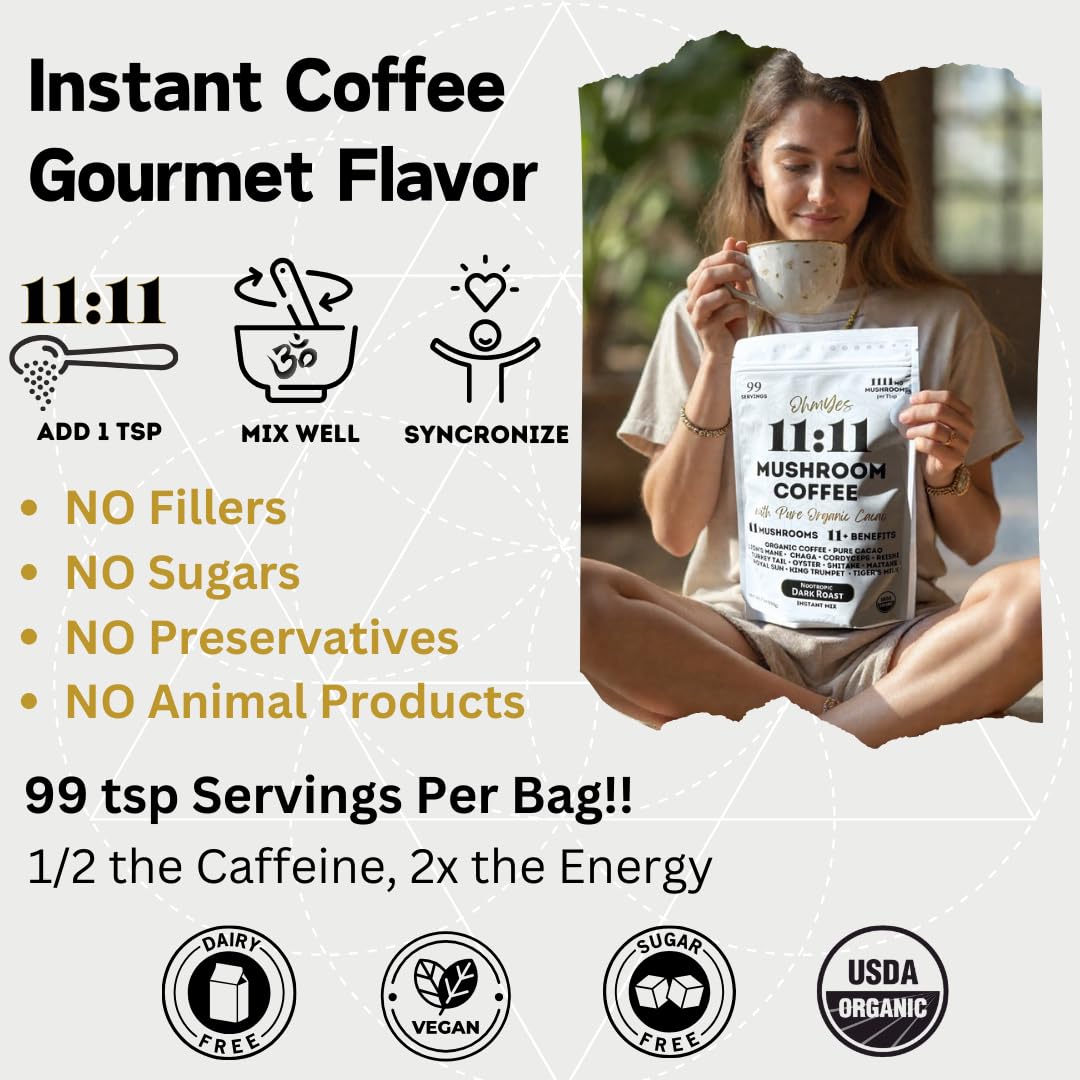 Organic Mushroom Coffee with Cacao Powder - 11 Nootropic Mushrooms, Instant Powder | 99 Servings - BoostGo Australia