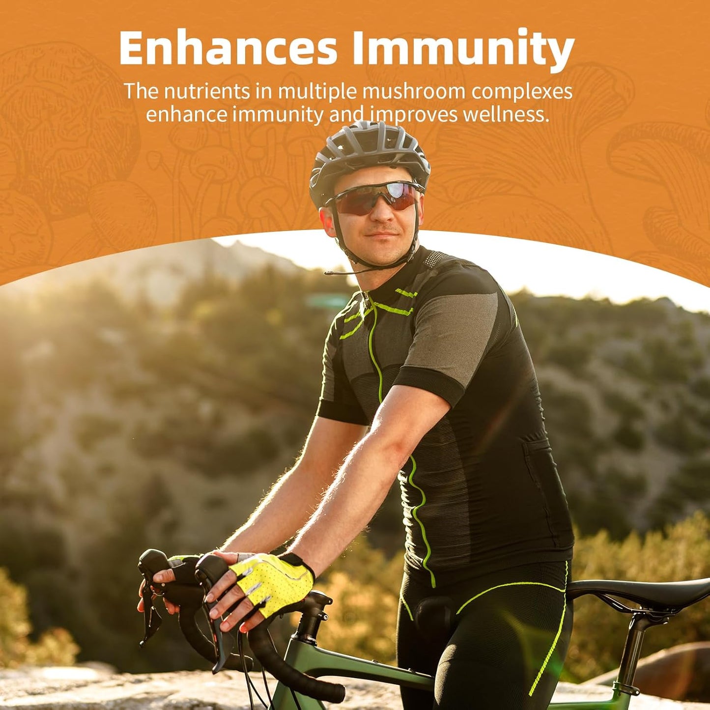 Organic Mushroom Complex Capsules with L-Ergothioneine 5MG, Glutathione 150MG - Immune Support & Brain Supplement, Vegan - 60 Count