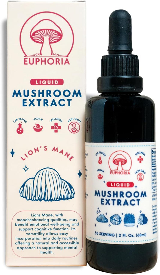 Organic Mushroom Extract Blend with Chaga, Reishi, Lion's Mane, Cordyceps | Vegan & Non-GMO | Supports Wellness & Immunity | 30 Servings, 2 fl. oz.