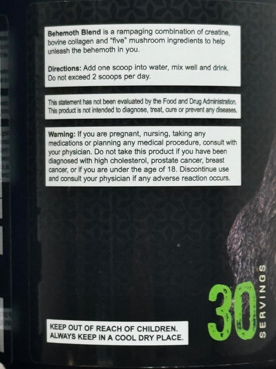 Organic Mushroom Extract Blend with Collagen & Creatine for Focus, Energy, Immunity - 30 Servings