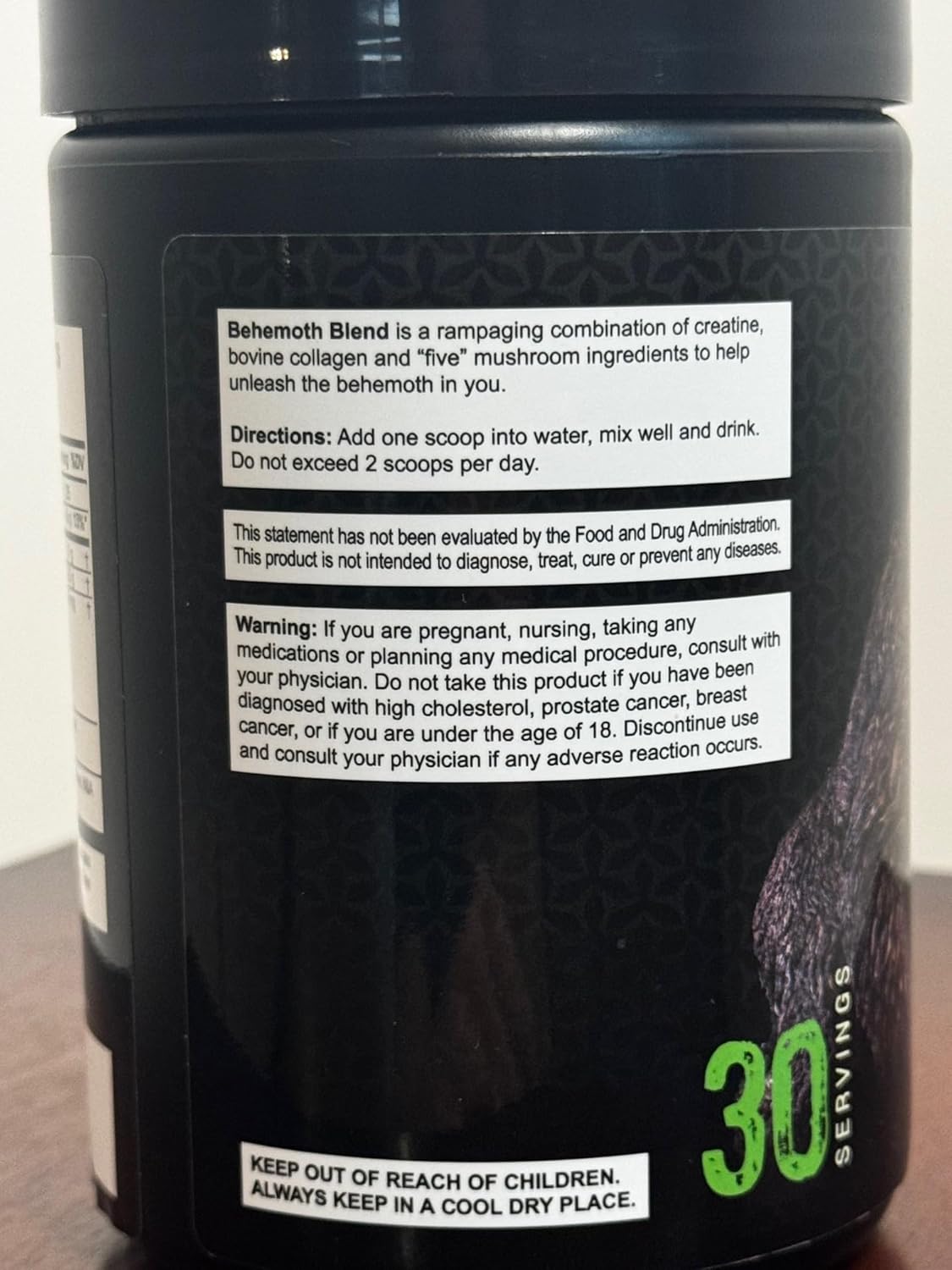 Organic Mushroom Extract Blend with Collagen & Creatine for Focus, Energy, Immunity - 30 Servings