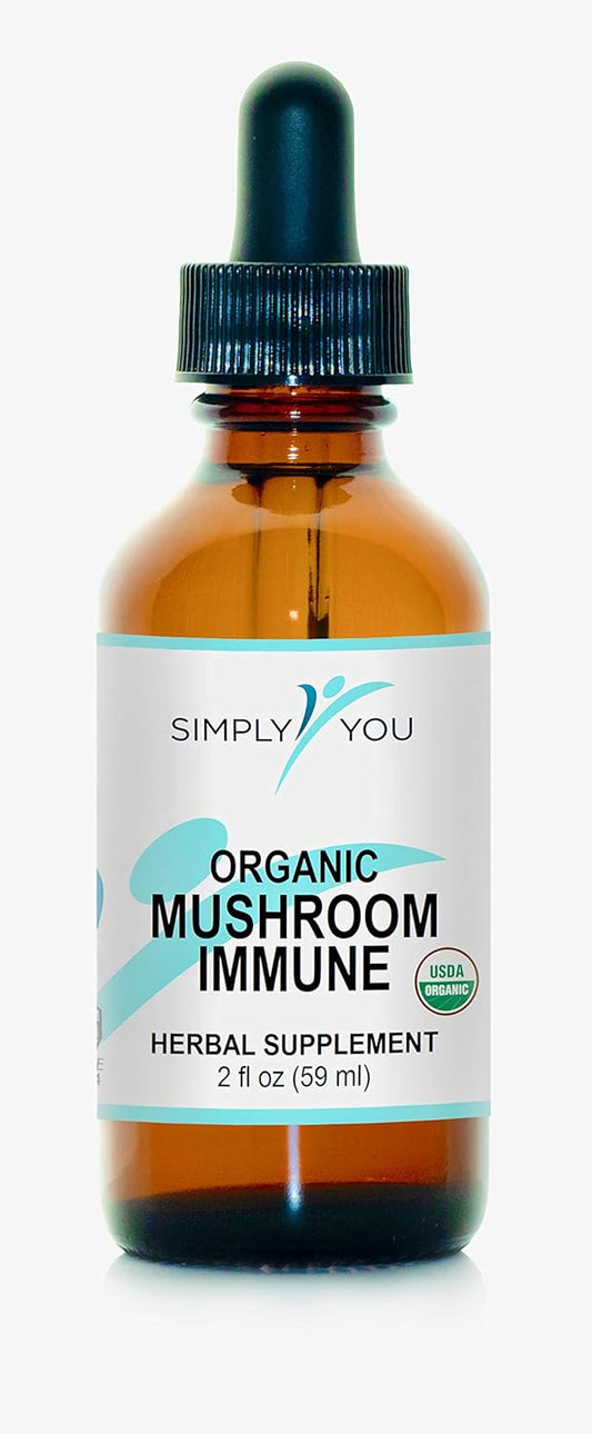 Organic Mushroom Immune Defense Drops | Immunity Support Supplement 2fl oz | Vegan Herbal Formula 525mg ● 2 Months Supply