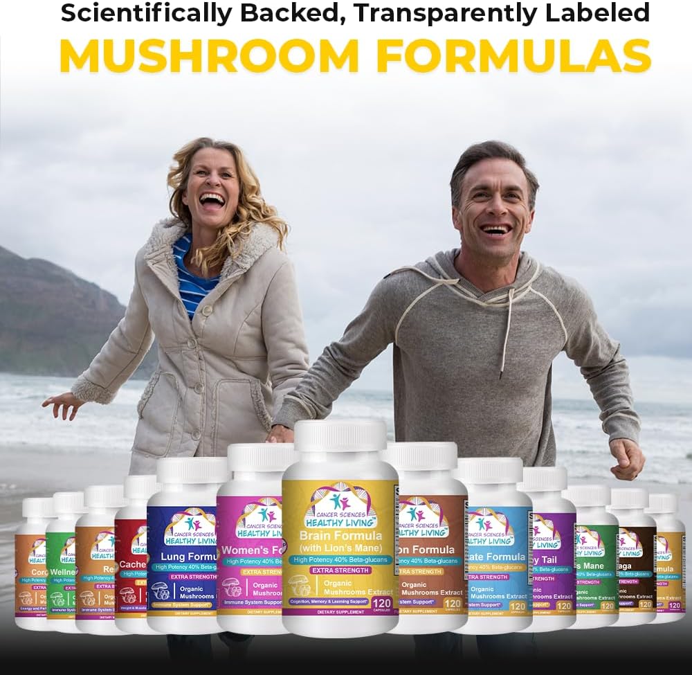 Organic Mushroom Memory Supplement for Brain Health - High Potency 1,500mg Capsules with Beta-Glucans for Immune Support