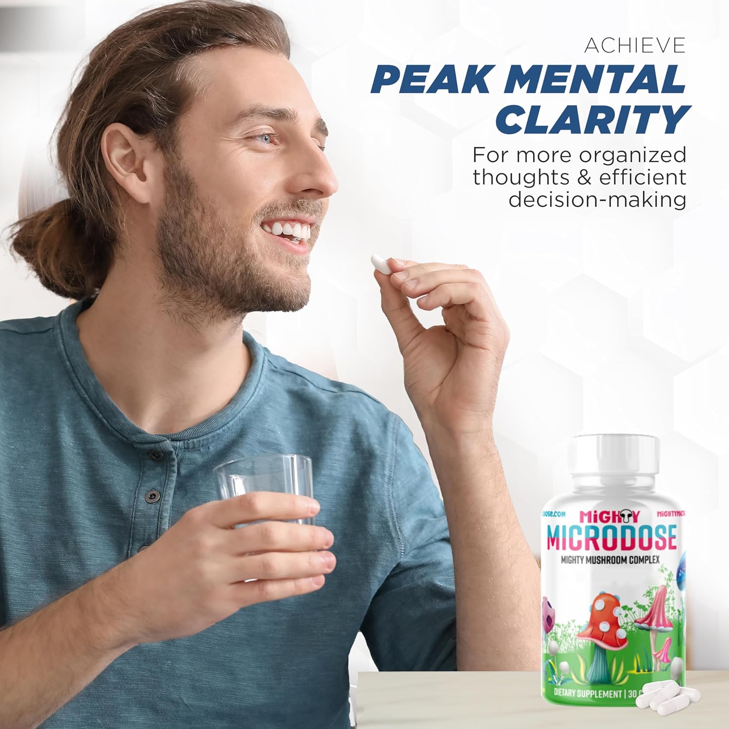 Organic Mushroom Nootropic Blend with Lion's Mane, Turkey Tail, Reishi, Maitake Extracts - Cognitive Supplement for Men & Women - 30 Capsules