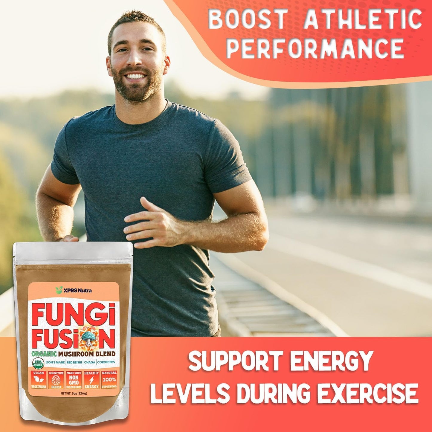 Organic Mushroom Powder Blend with Lion's Mane, Reishi, Chaga, and Cordyceps - 8 Ounce for Mental Clarity and Immunity