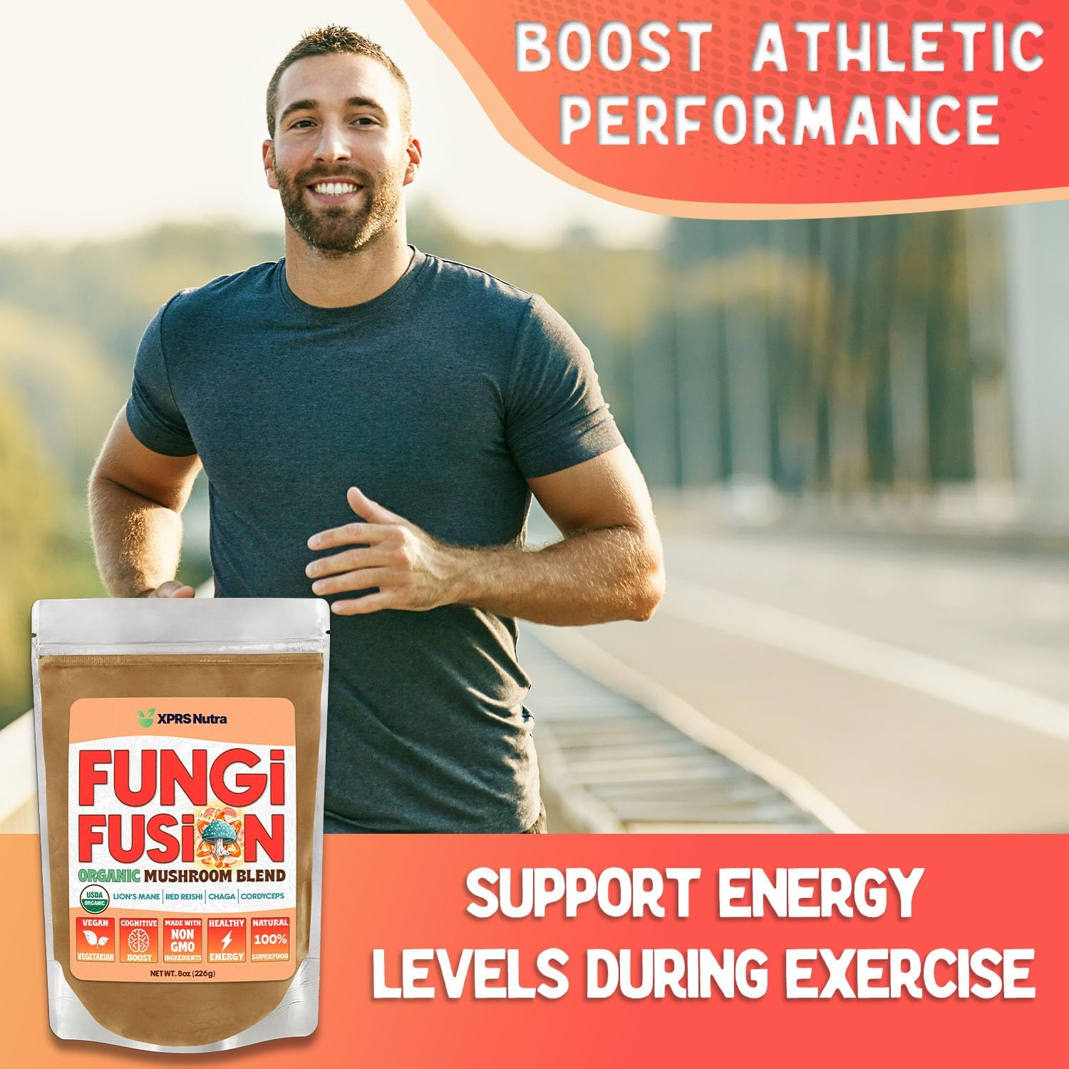 Organic Mushroom Powder Blend with Lion's Mane, Reishi, Chaga, and Cordyceps - 8 Ounce for Mental Clarity and Immunity