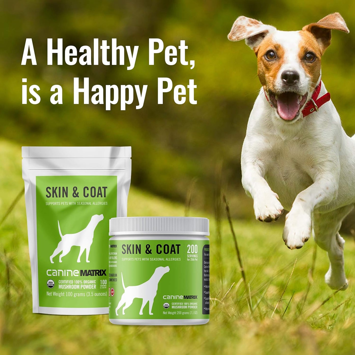 Organic Mushroom Powder Supplement for Dogs, 200g - Skin and Coat Support