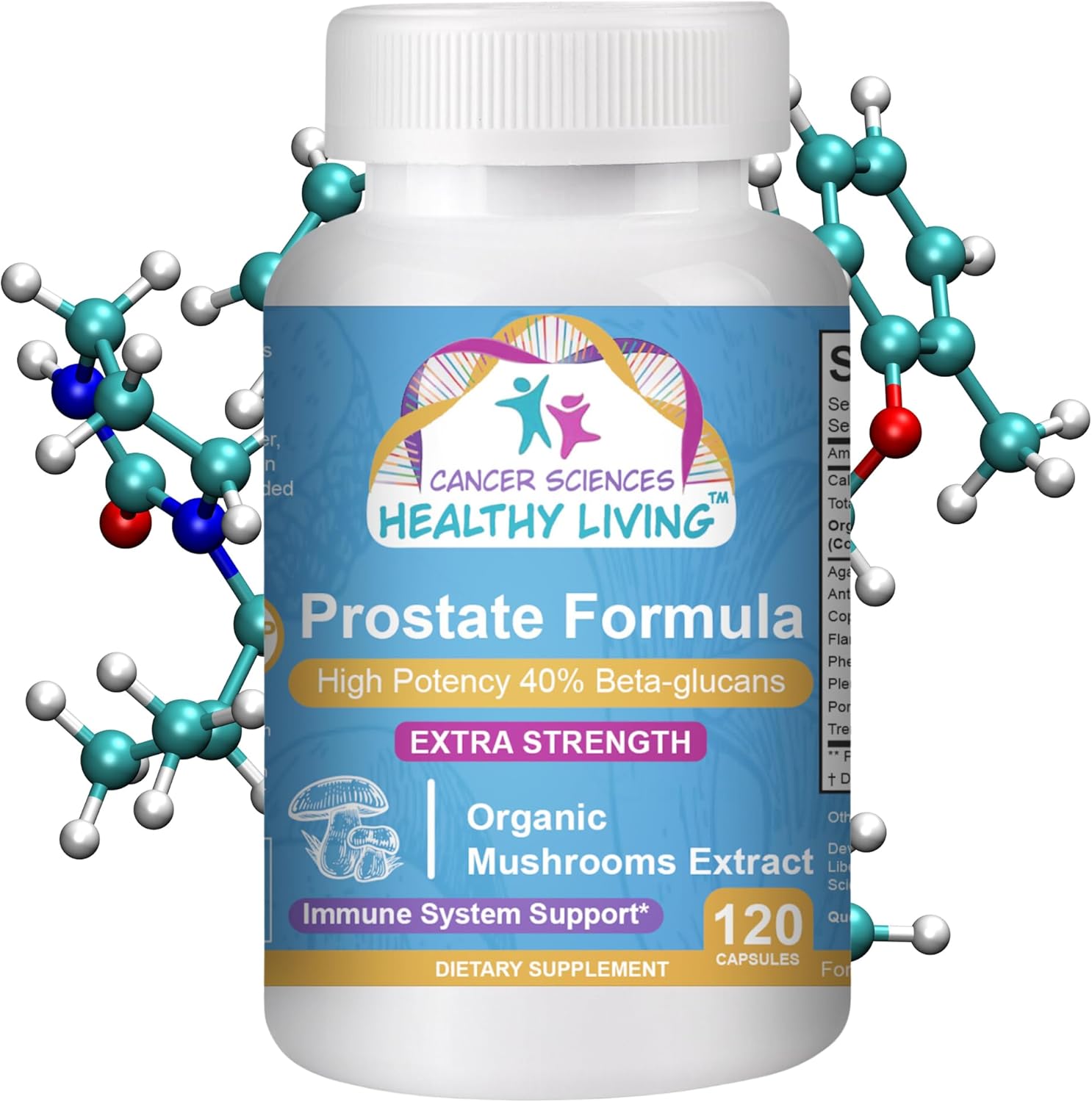 Organic Mushroom Prostate Health Supplements for Men - 1,500mg High Potency Beta-Glucans - Immune & Prostate Support - 120 Capsules