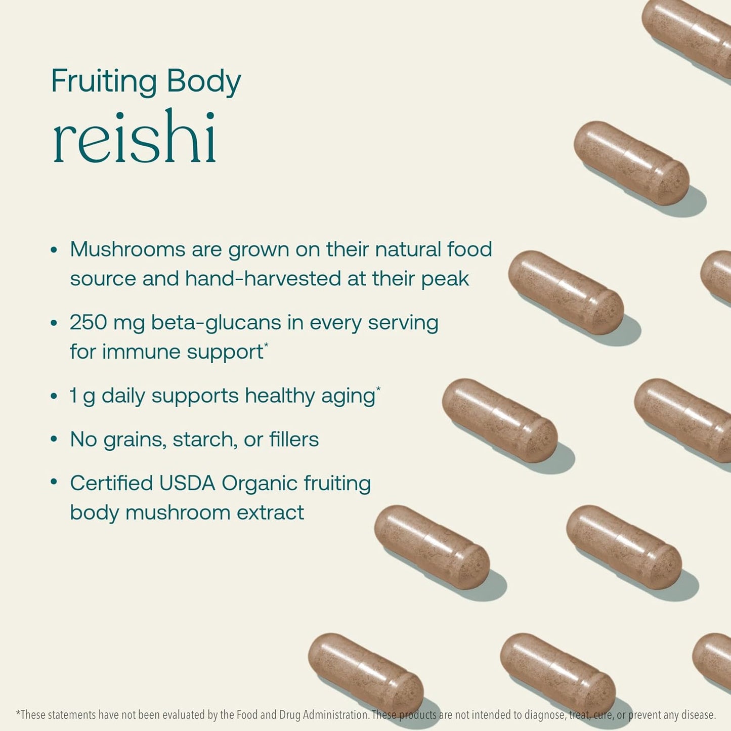 Organic Mushroom Reishi Capsules for Daily Balance & Longevity - 60 Count