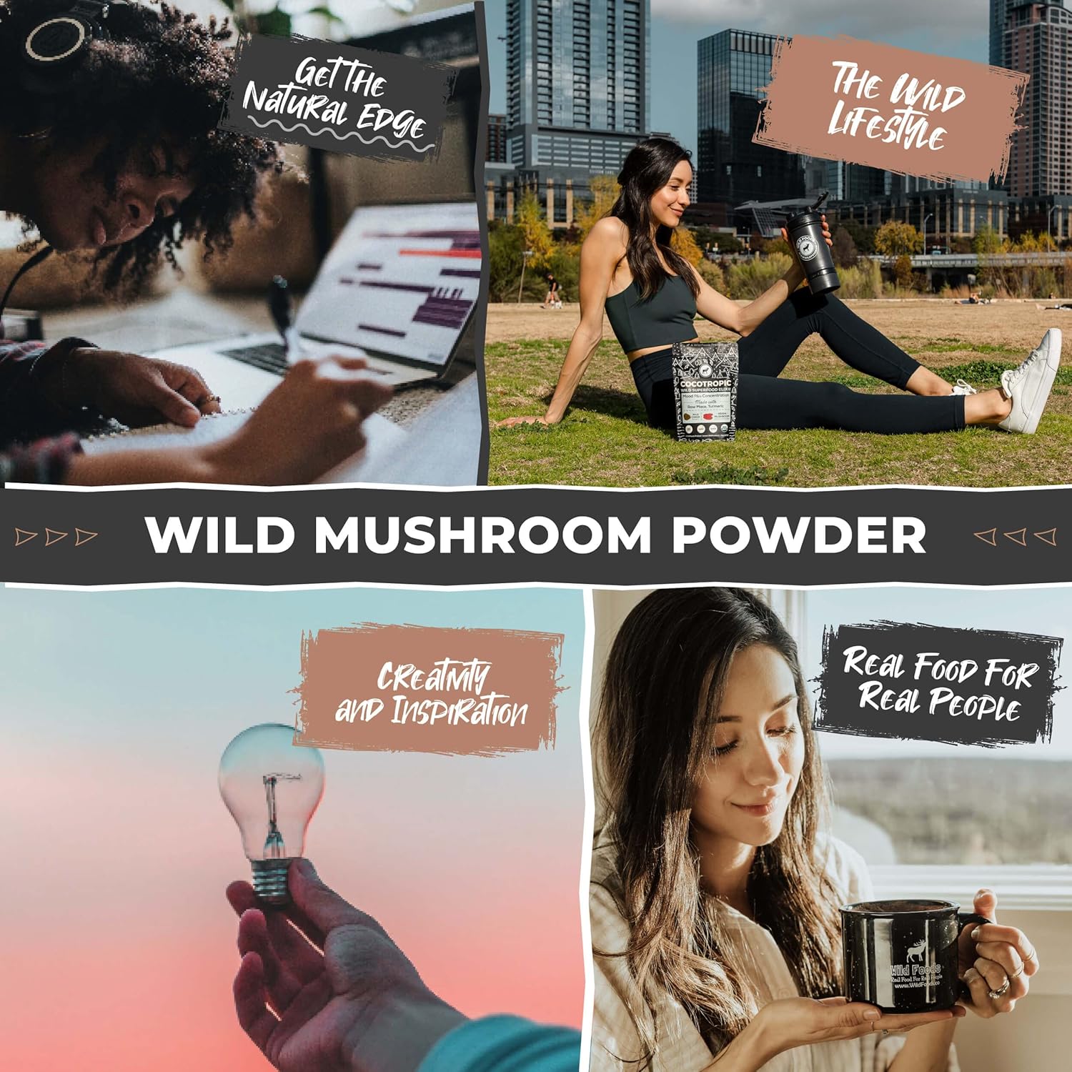 Organic Mushroom Supplement Complex with Lions Mane, Turkey Tail, Reishi & More | Energy, Brain & Immune Support | 10:1 Mushroom Extract (60 Capsules)