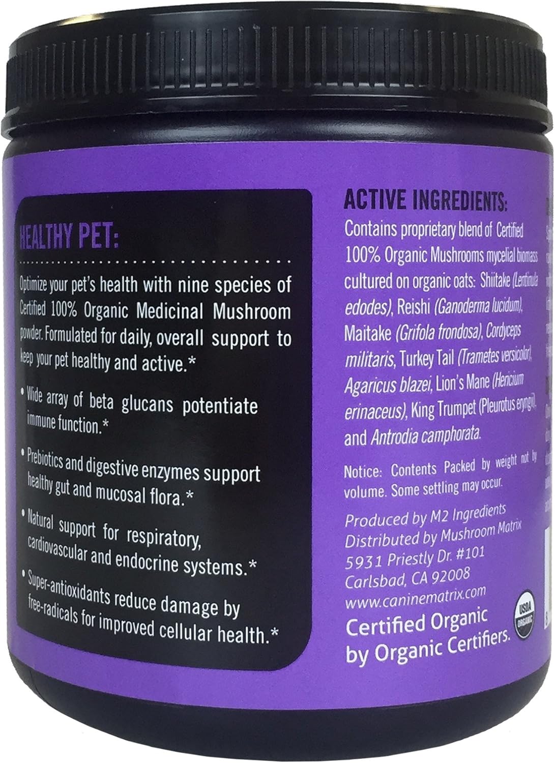 Organic Mushroom Supplement for Dogs - Daily Immune Support, 200g - Mushroom Matrix Canine Formula