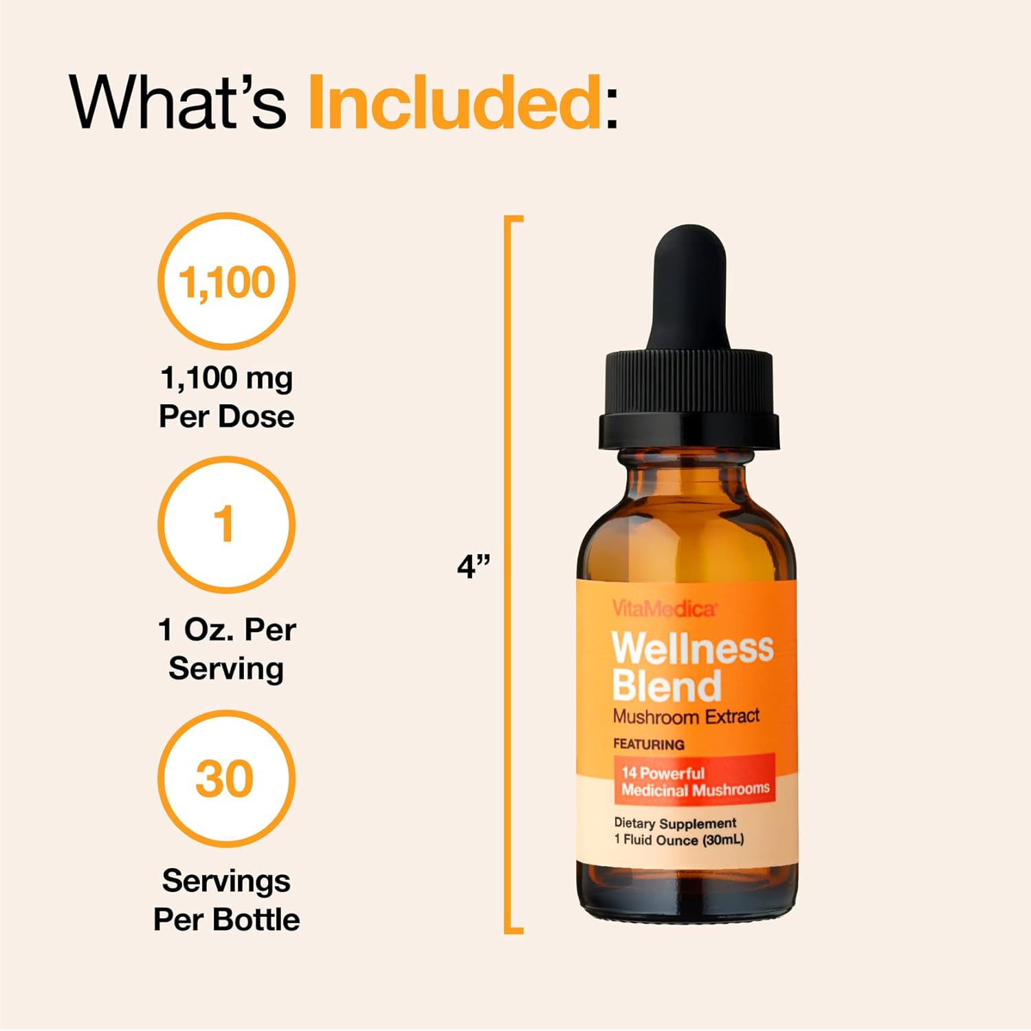 Organic Mushroom Wellness Blend Extract for Natural Health Boost - Reishi, Cordyceps, Lion's Mane, Turkey Tail, Chaga, Agarikon - 30 Servings - Made in USA