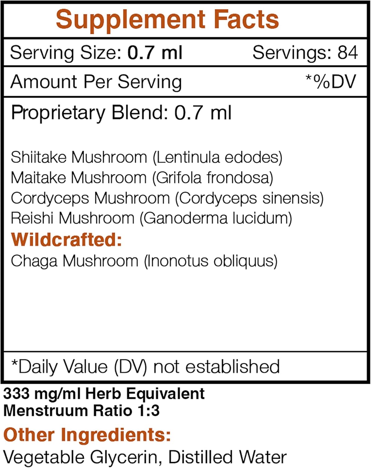 Organic Mushrooms Blend Tincture - Alcohol-Free Herbal Extract for Immune Support - Chaga, Shiitake, Maitake, Cordyceps, Reishi - 2 OZ