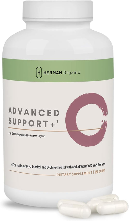 Organic Myo-Inositol & D-Chiro Inositol Capsules for Women's Hormone Balance - Ovarian & Reproductive Health Support - 180 Count